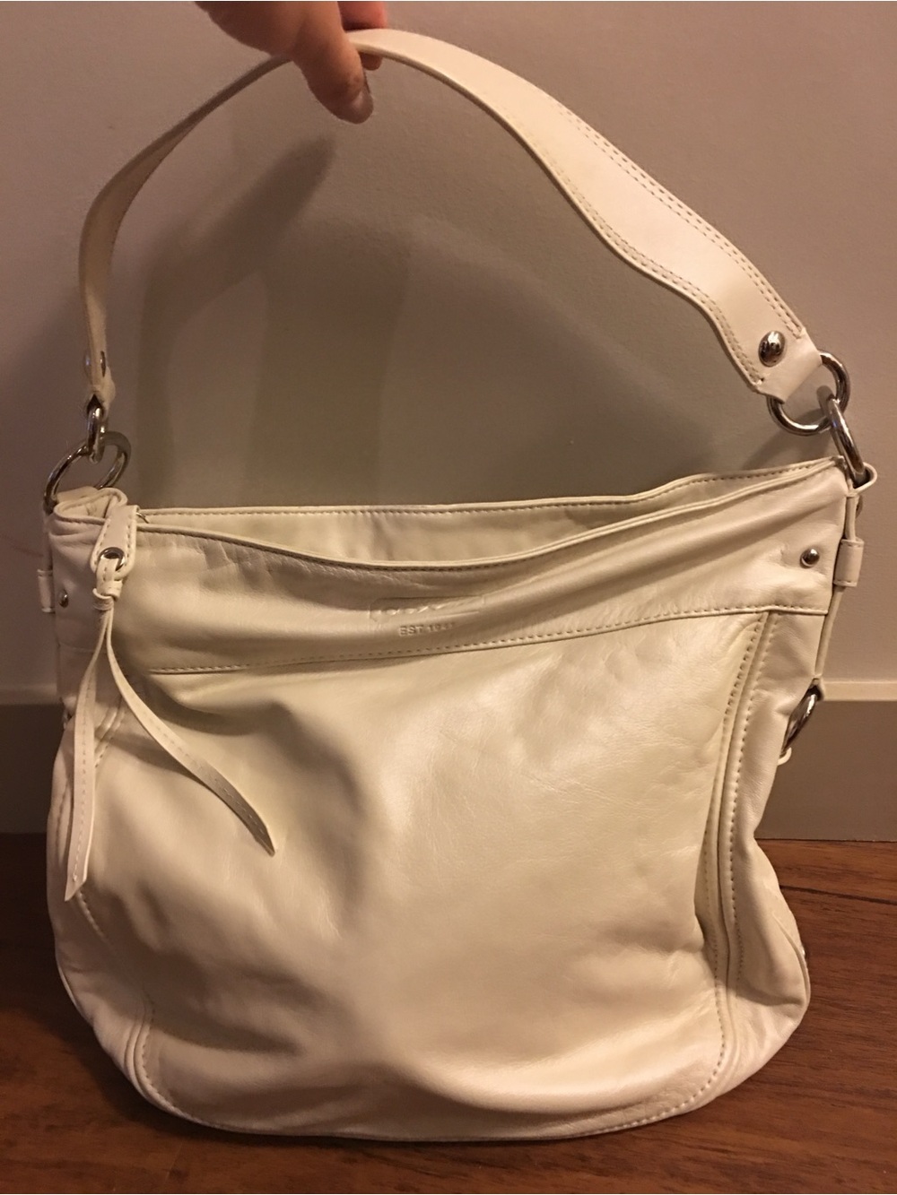 🤍COACH ZOE 14706 Vintage Cream Leather Shoulder Bag